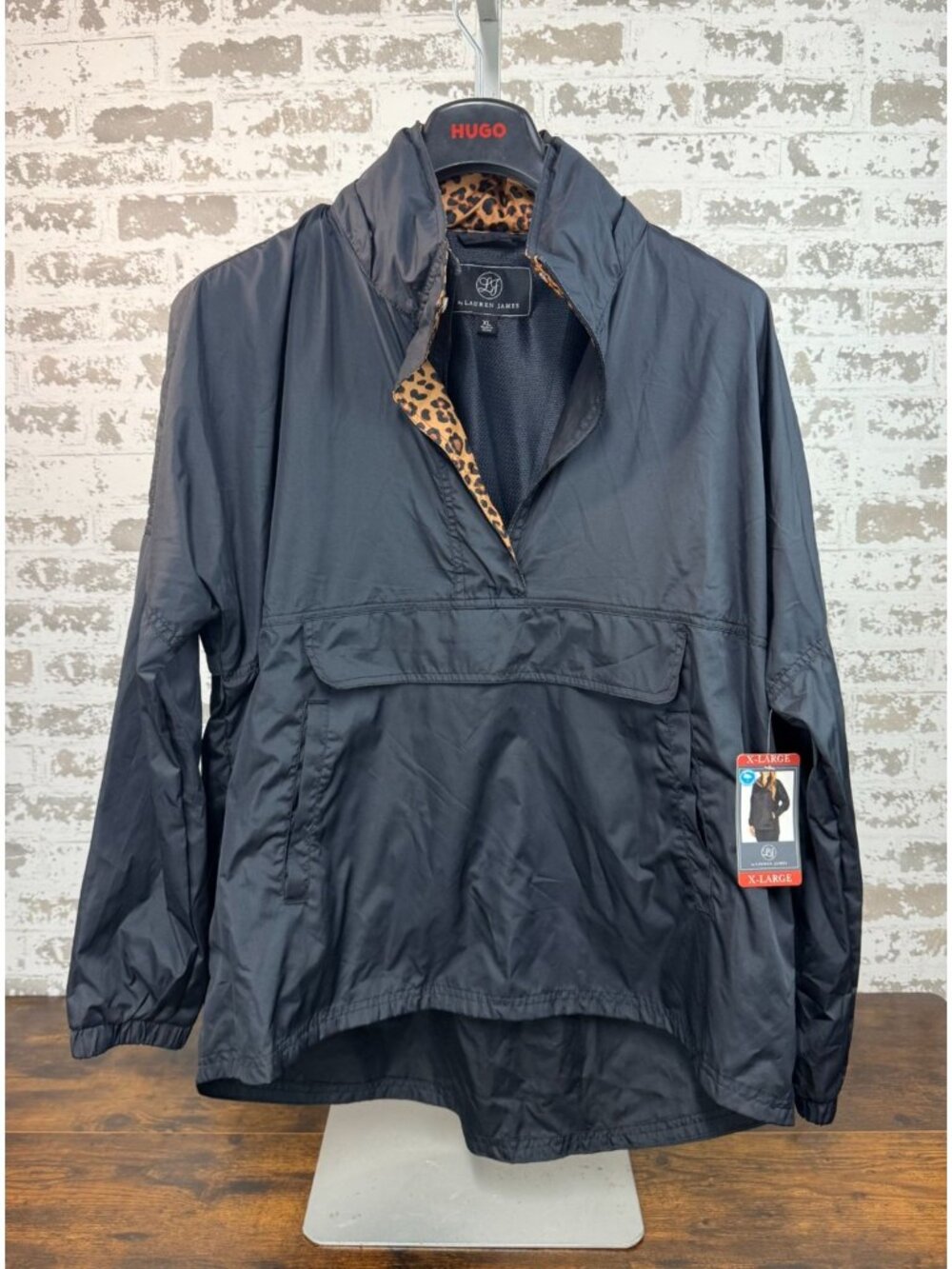 Lauren James Women's Black Pullover Windbreaker Jacket  XL